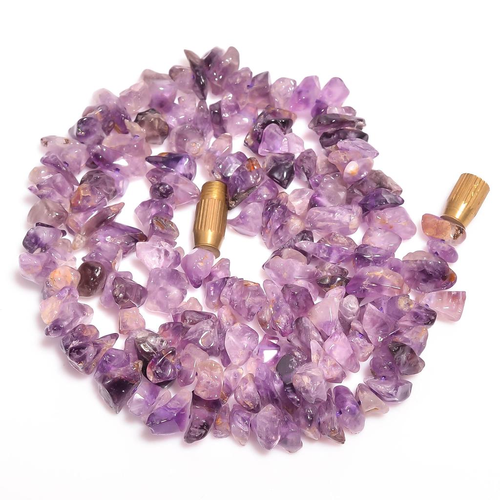 Natural Amethyst Gemstone Uncut Smooth Beads Necklace 6-9 mm 18" UB-8414 UB-8414