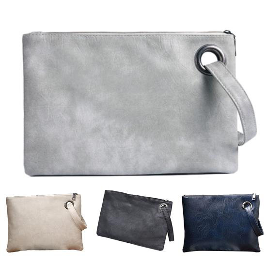 

Модная женская однотонная сумка-клатч из искусственной кожи с застежкой-молнией и большим конвертом