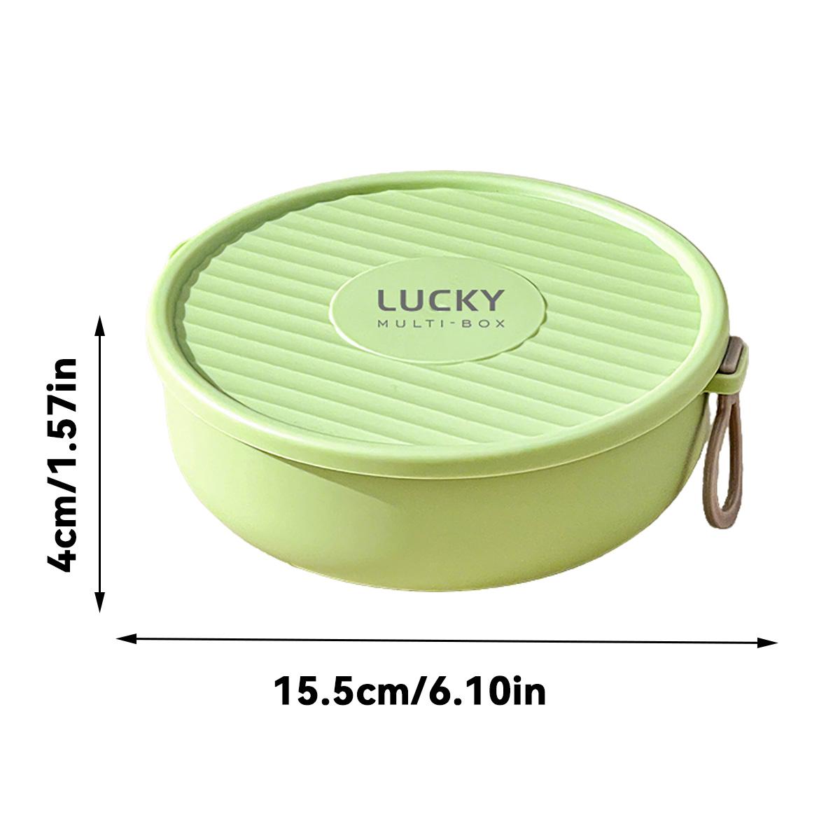 

304 Stainless Steel Round Lunch Box With Rope Portable Fruit Salad Food Box Microwave Heatable Sealed Bento Box For Kids Student 500ml зелёный