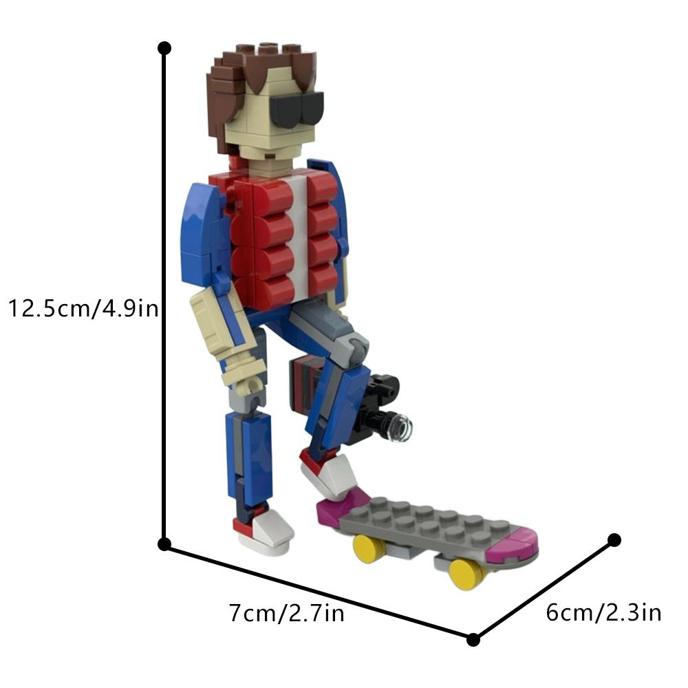 Gobricks MOC Marty McFly mit Skateboard und Kamera Bausteine Back to the Future Steine Modell Lernspielzeug Geschenk