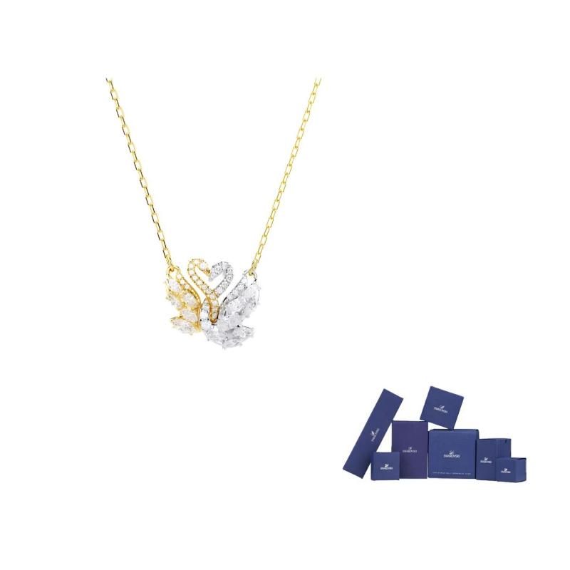 Swarovski Swan Gold Plated Necklaces Womens Gold/Silver F-Original brand box (color random) золотой