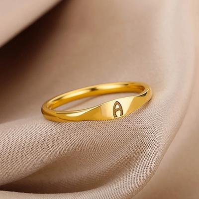 Winzige Initialen Ringe Für Frauen Mode A-Z Buchstabe Finger Edelstahlring Ästhetischer Ehering Geschenk Bijoux Femme