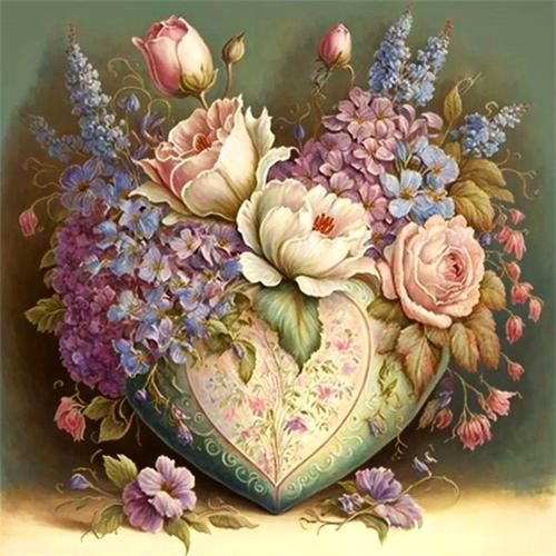 Diy Diamond Painting Heart Flower Home Decor Full Square Round Embroidery Mosaic Fantasy Landscape Wall Art