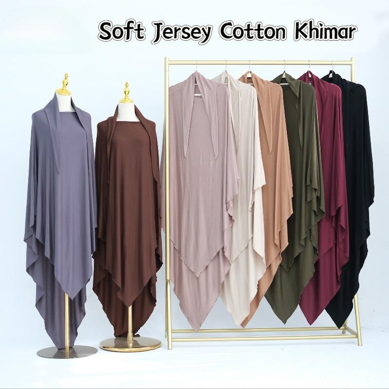 Jersey Cotton Khimar Plain Hijabs Fashion Muslim Hijab Scarf Oversize 138Cm Khimar Islam Headscarf Femme Jersey Hijab Turban