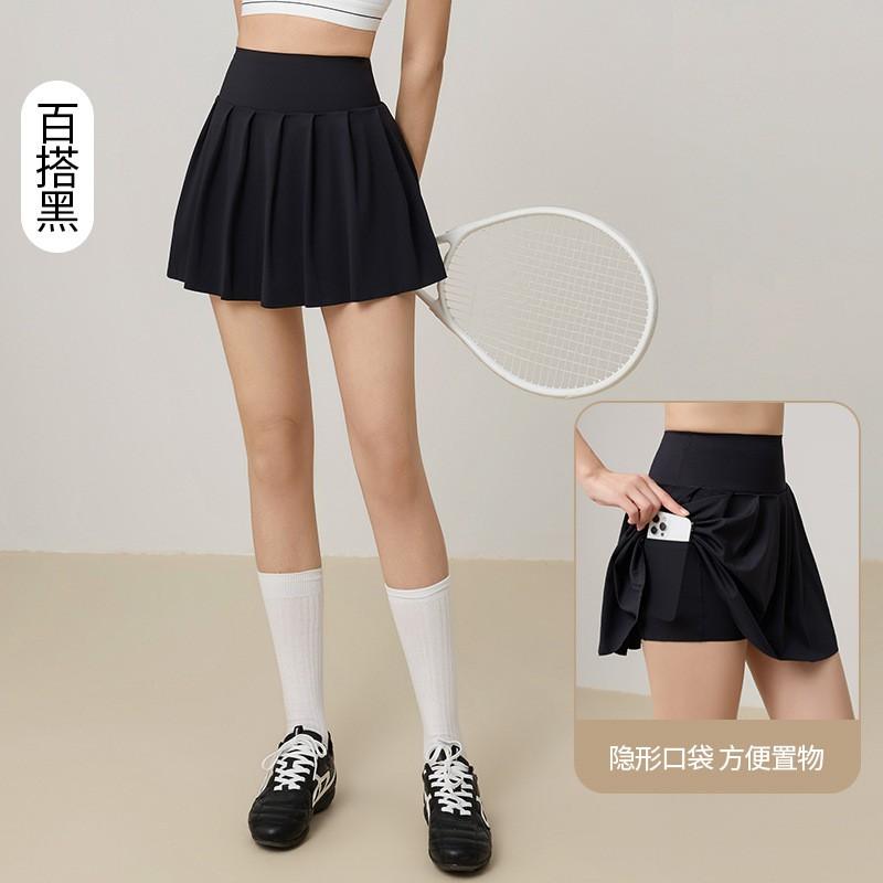 Womens Quick-Dry Yoga Skort With Back Pocket Pleated Athletic Skirt Gym Tennis Running Breathable Anti-See-Through Medium