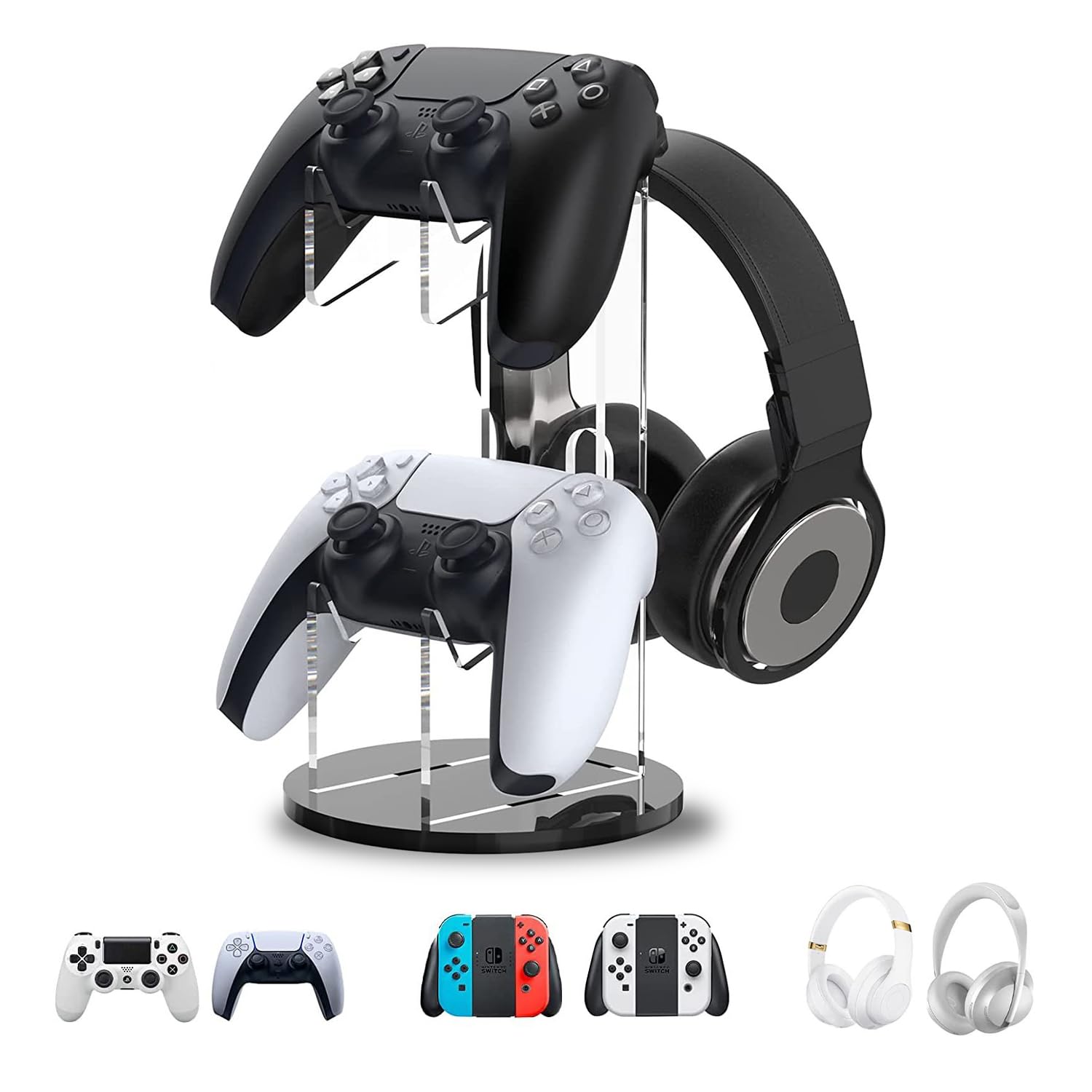 

Baoswang Game Controller Storage Rack for PS5, PS4, and Game Consoles, Controller Stand, and Headphone Stand, Made of Acrylic Material, Non-Slip,