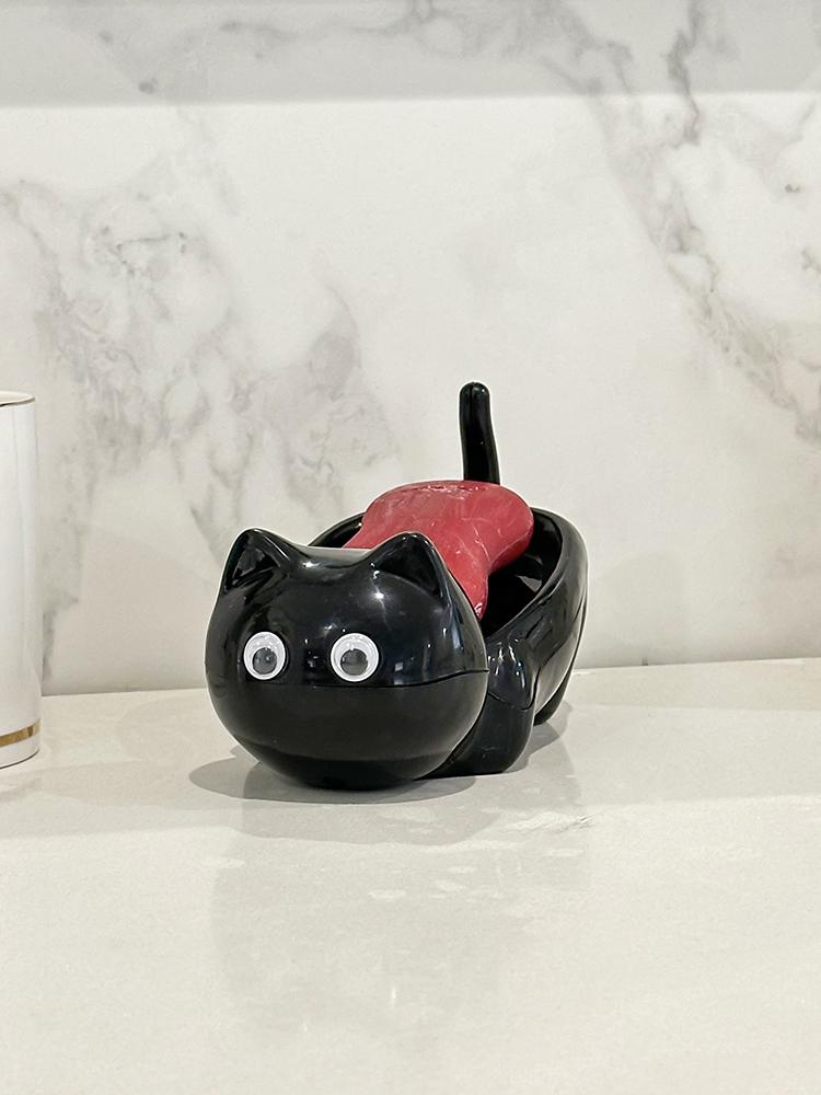 Cartoon Cute Cat Bathroom Soap Box Creative Cat Soap Box Drainage Toilet Rack Cute Soap Fat Rack Bathroom Decoration