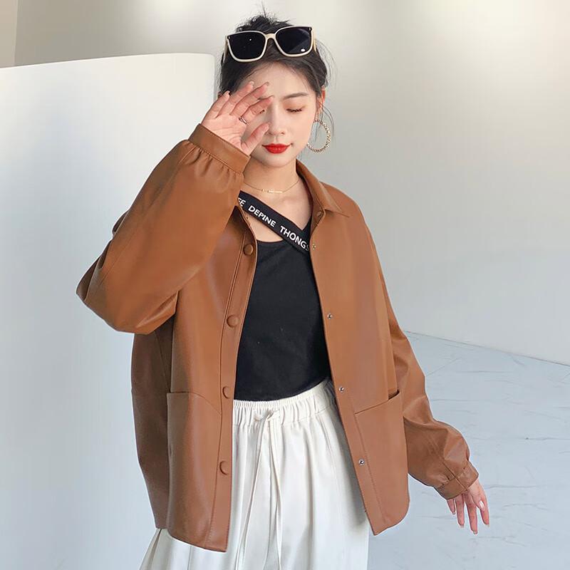 KAISER Women's Genuine Leather Lapel Jacket