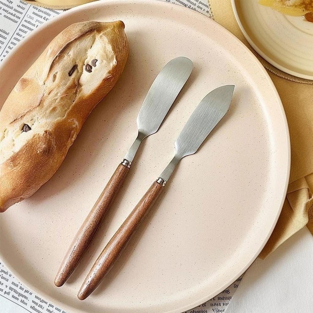 304 Stainless Steel Butter Knife With Wooden Handle Jam Spatula Long Handle Cheese Butter Spreader Kitchen Baking Tools