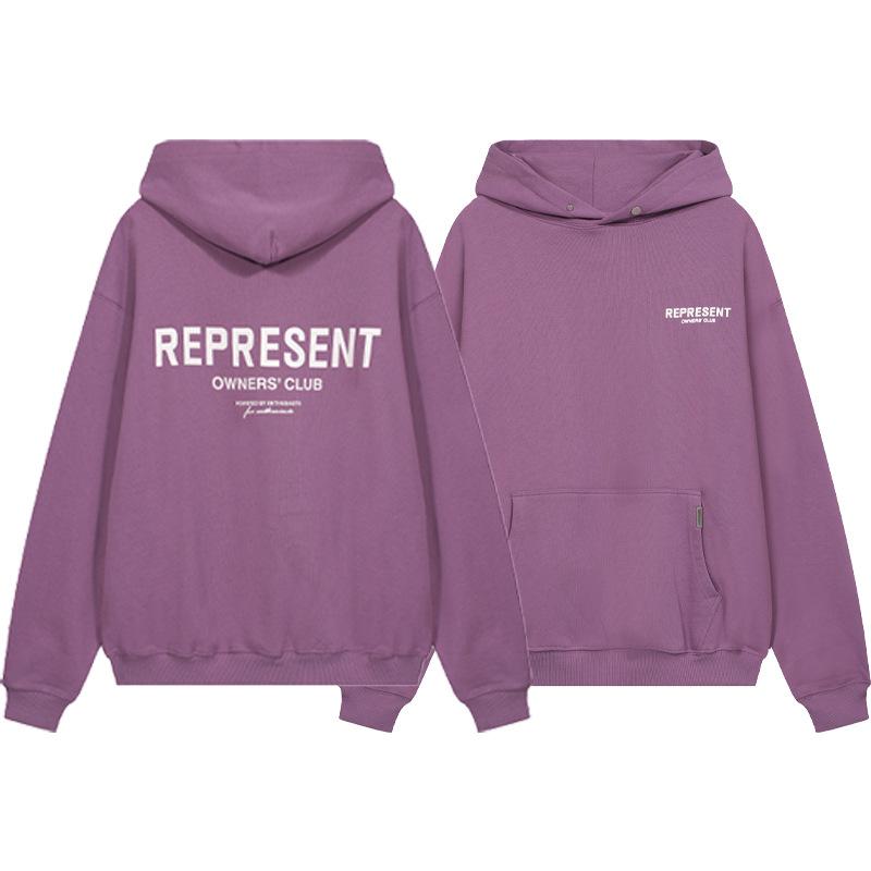Maglione con cappuccio ampio da uomo e felpa da donna con stampa di lettere slogan classico REPRESENT transfrontaliero europeo e americano moda
