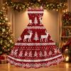 Women's Casual Retro Christmas Print Round Neck Dress, Stylish Holiday Party Outfit