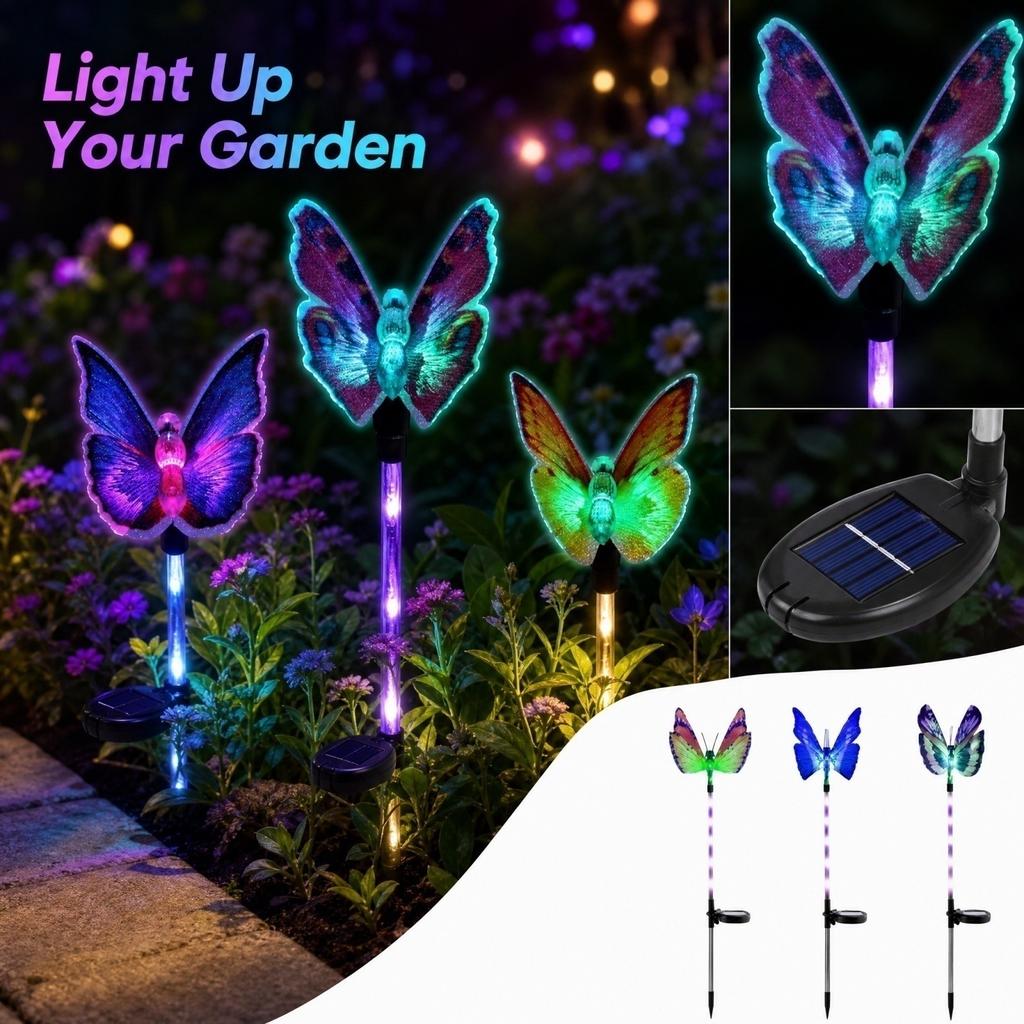 Powered Butterfly Lights Colorful Outdoor Garden Decoration Stakes