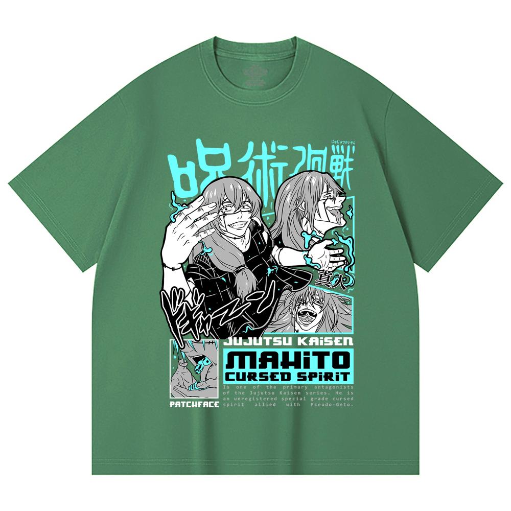 230 g/m² 100 % Baumwolle Jujutsu Kaisen V63 Mahito Print Unisex Schweres Baumwoll-T-Shirt