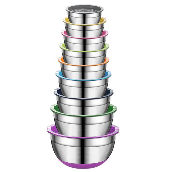 Μπολ ανάμειξης με Σετ καπακιού Μεγάλης χωρητικότητας Αντιολισθητική κάτω στιλβωμένη επιφάνεια Εύκολη στο καθάρισμα Μπολ Σαλάτα Κουζίνα Οργανωτής αποθήκευσης τροφίμων