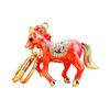 Keychain Pendant Double-Sided Rhinestone Chinese Zodiac Fortune-Attracting Horse Key Chain Metal Handbag Charm