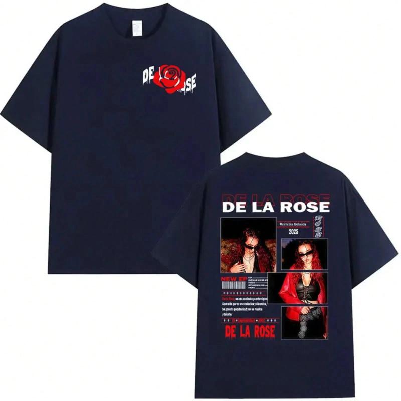 De La Rose tour album graphic Tshirt unisex Harajuku style shortsleeved Tshirt retro loosefitting pure cotton Tshirt
