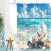 Beach Shells Pattern Bathing Curtain  Bathroom Shower Curtain Waterproof With 12 Hooks Home Deco