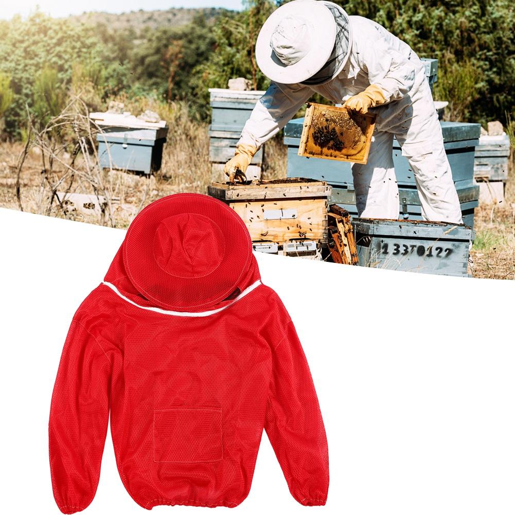 Beekeeping Tools Professional Beekeeping Protective Jacket Beekeeper Veil Suit SmockRed