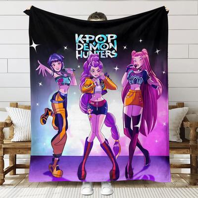 K-POP Dämonenjäger Decken für Büro Zuhause Camping Nickerchen Freizeit Sofa Decken Warm Geburtstagsgeschenke für Mädchen Huntrix Decken