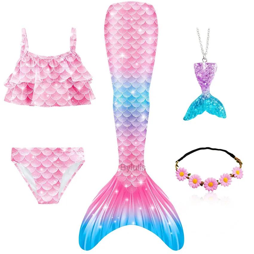 Dívky Ocas mořské panny do bazénu Plavky s ocasem mořské panny Bikini Plavky Halloweenský kostým Cosplay Lze přidat monoploutev