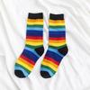 Female Spring and Autumn All Match Rainbow Stripe Student Tube Socks
