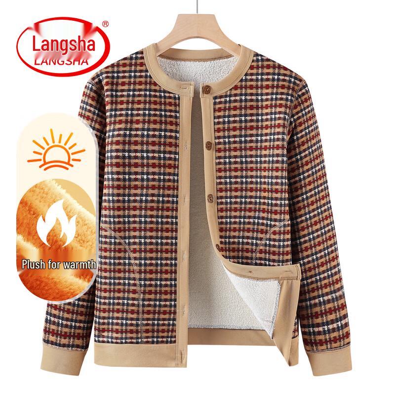 LangSha Women s Winter Warm Fleece-Lined Cardigan XL