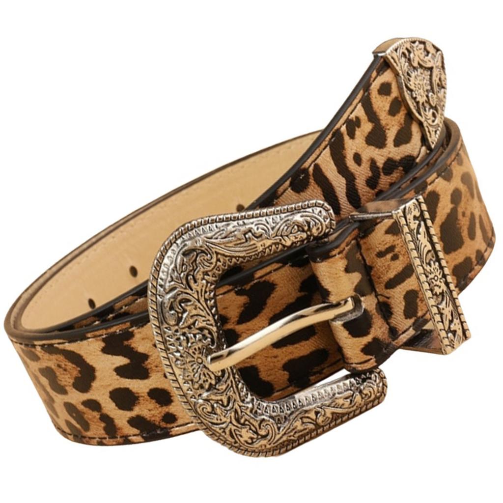 Unique Waist Belt Leopard Print Chain for Cowboy Cowgirl Stylish Hot Buckle Retro Hot Buckle Waist Chain Belt