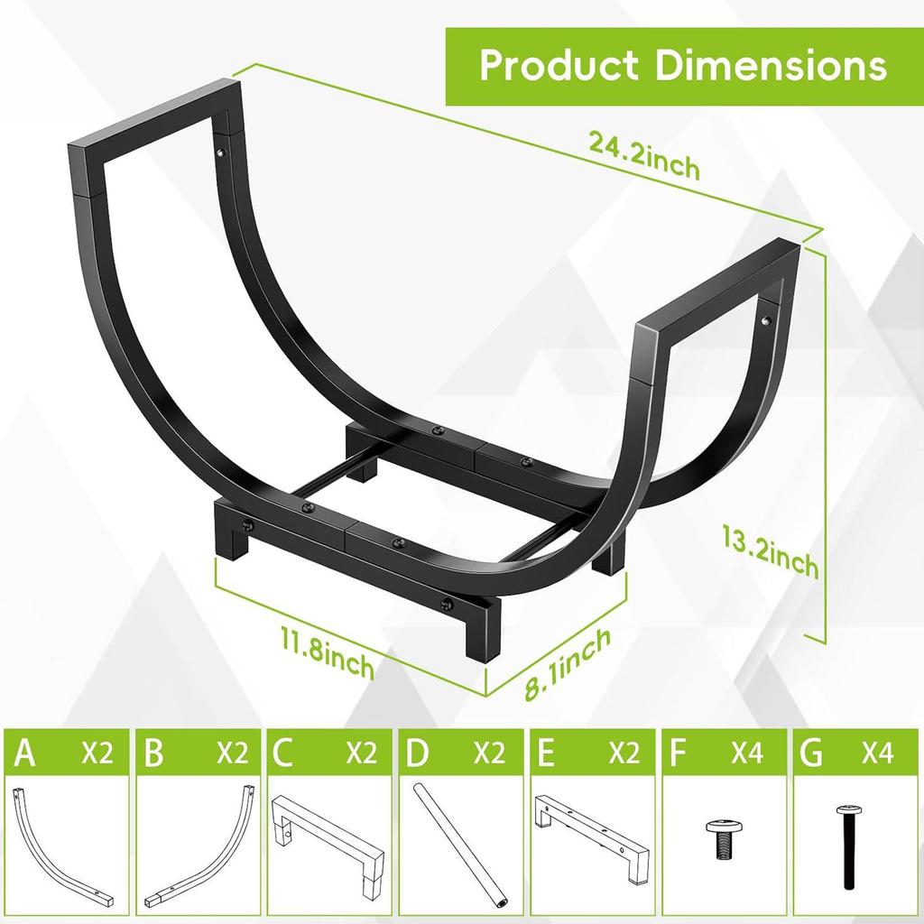 Indoor Metal Firewood Storage & Organization Rack with Display & Moving Shelf