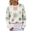 Women's Soft Christmas Print Crewneck Long Sleeve Sweater for Fall Winter