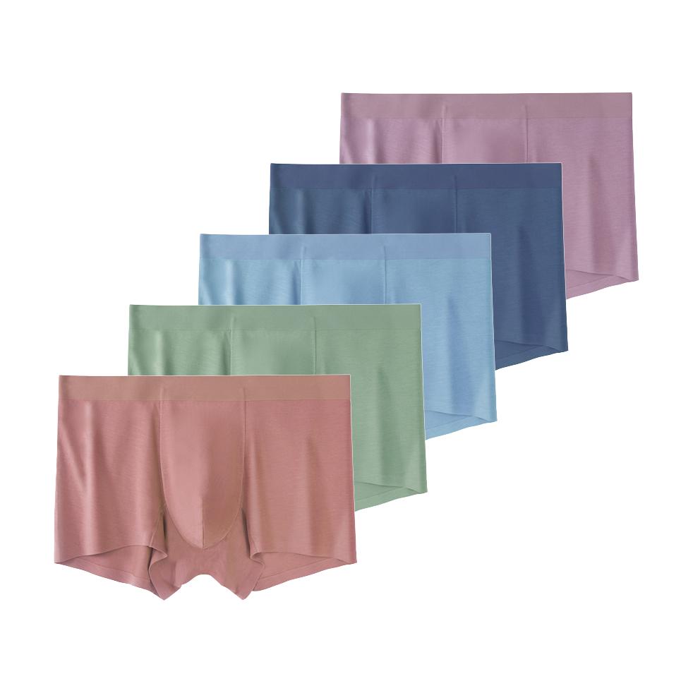 5 Pcs Mens Modal Seamless Boxer Briefs Elastic Waist Breathable Soft Underwear Comfort Daily Male Underpants L XL XXL 3XL 4XL