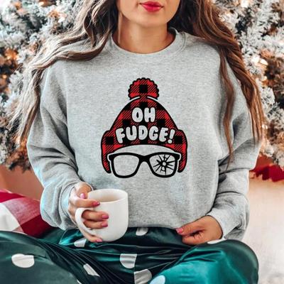 Sweat à capuche unisexePull de Noël esthétique Sweat-shirt de Noël drôle Oh Fudge Sweat à capuche Vacances de Noël Merde Funny Holiday Tee Cadeau de Noël