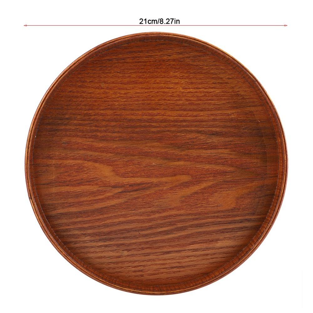 

Solid Wood Wooden Plate Round Shape Tea Tray Coffee Serving Wood Serving Tray Home Kitchen 21cm