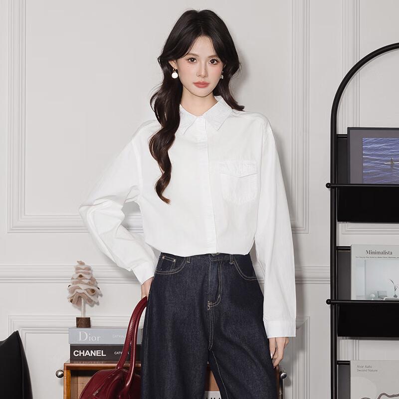 Teloroman Women s 100% Cotton Loose Long-Sleeve Shirt One Size