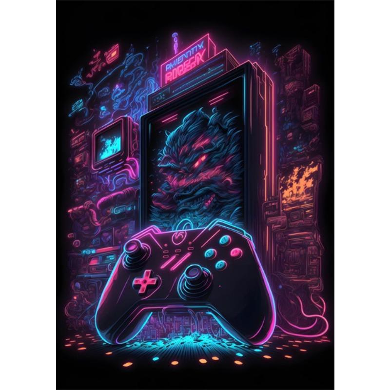 

Игровые настенные художественные картины Неоновые красочные игровые контроллеры для игровой комнаты Постеры и принты на холсте Картины на холсте Домашний декор 21cm×30cm NoFrame