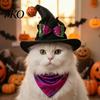 Halloween Pet Accessories Cat Wizard Hat, Bent Pointed Hat with Pumpkin Bell, Festive Costume Sequined Bow for Cats Small Dogs