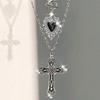 Gothic Heartshaped Cross Pendant Necklace Set With Alloy Geometric Design For Men Women