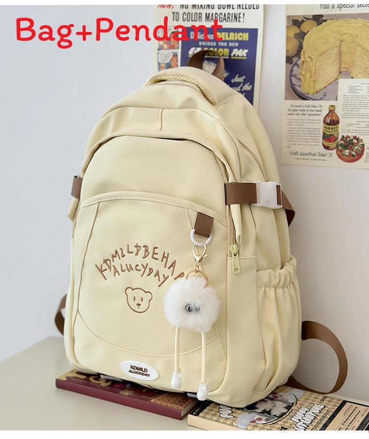 Girl Travel Backpack With Embroidered Letters Wateproof Nylon School Bag For Teens