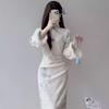 2026 Pink Qipao: Elegant Long Sleeve Winter Slimming Dress with Waist-Cinching Plus-Velvet.