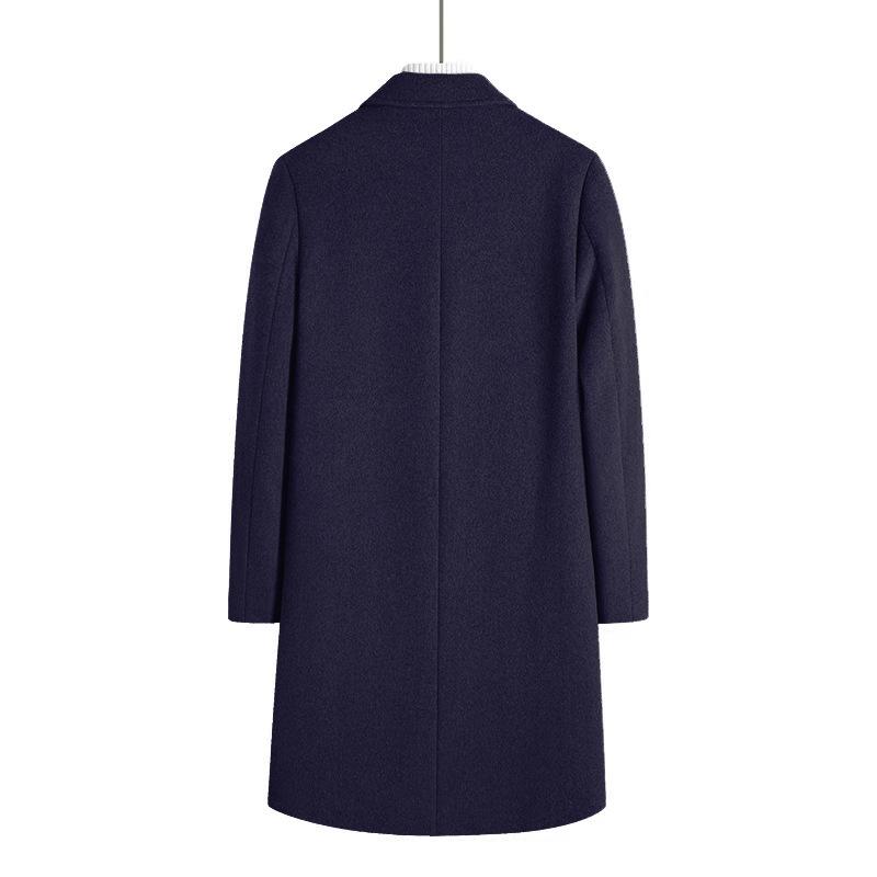 Autumn and Winter Men's Woolen Coat Medium and Long Suit Collar Cotton Thickened Woolen Coat Men's Coat