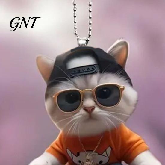 Lightweight Scratch Resistant Pendant Skateboard Cat Car Hanging Ornament, 2D Flat Acrylic Rearview Cute Vehicle Mirror Hanger Decor, Trendy Skate for