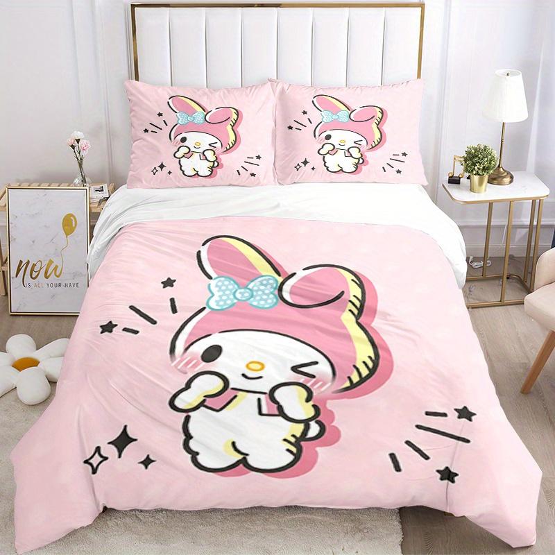 

3pcs My Melody Breathable Polyester Bedding Set Soft Duvet Cover and 2 Pillowcases,Suitable for All Seasons, 082607b 135x200cm