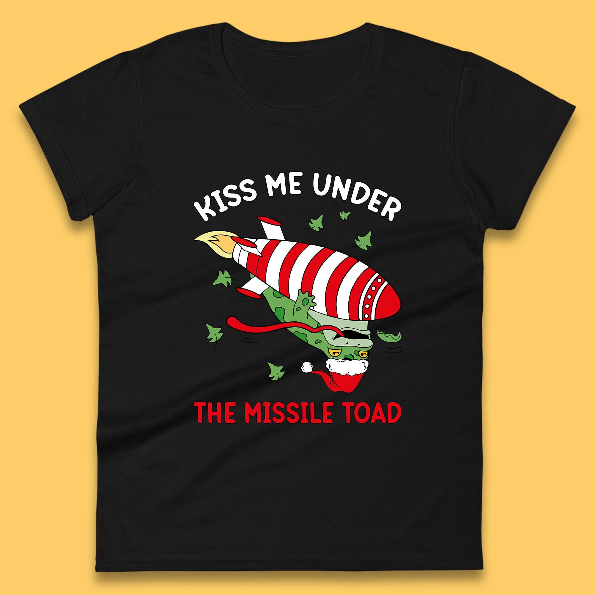 

Kiss Me Under The Missile Toad Funny Christmas Womens T Shirt Mens Tops Tees Unisex 4XL