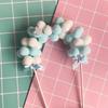 Pink Blue Soft Pompom Cloud Cake Topper Baby Shower Birthday DIY Cake Top Flags Decoration Festival Party Supplies.