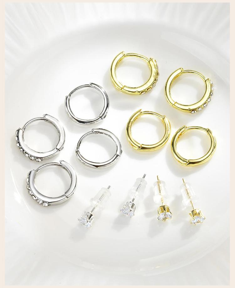 Cubic Zirconia Circle Hoop Earrings For Women, 3pcs Stack Set Earring, Cartilage Earring Multiple Piercing Jewelry