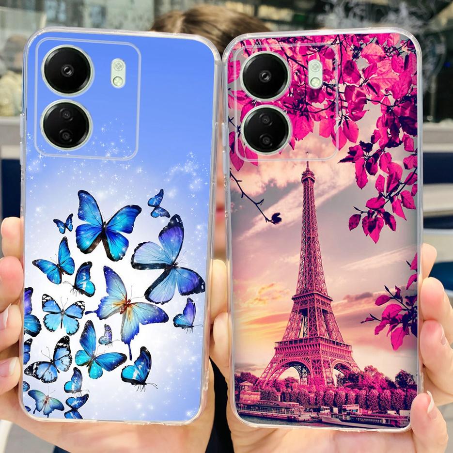 For Xiaomi Poco C65 Case Cute Cat Butterfly Cover Soft TPU Phone Case For Xiaomi Redmi 13C Redmi13C PocoC65 Fundas 6.74'' Bumper