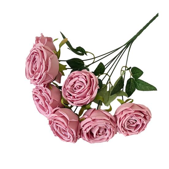 

Artificial Rose Flower for Flower Arrangement 7 Heads Full Blooms Faux Silk Rose Bouquet with Stem for Home Office Party Wedding Decoration