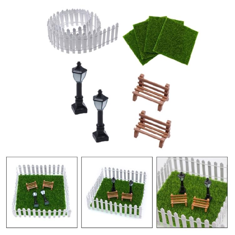 9Pieces Artificial Grass Mini Garden Decorations Landscape for Dollhouse