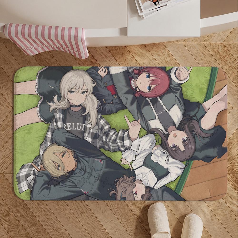 Anime-girls Band cryS Floor Mat Soft Non-Slip Bath Mat, Bedside Carpet, Absorbent Doormat for Home