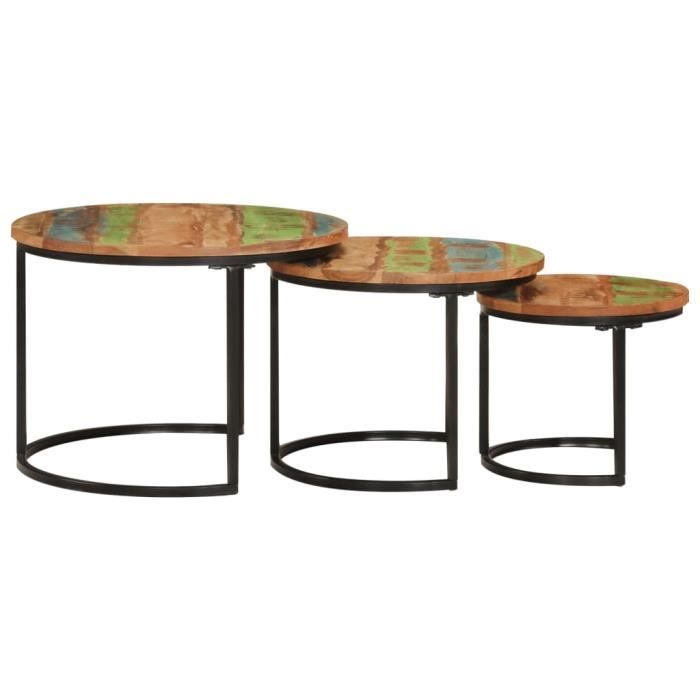 VidaXL Tables gigognes 3 pcs bois massif de récupération 353902