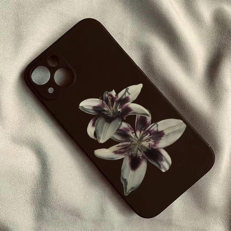 Lily Orchid Flower Print Soft Phone Case for IPhone 16 15 14 13 12 11 17 Pro Max XS XR X 7 8 16e 16 Plus SE 2 Soft Silcone Cover